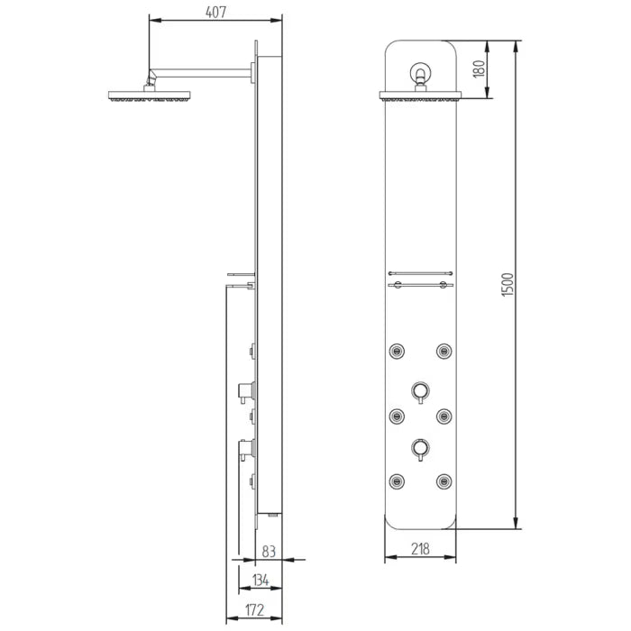 HSK Softcube Duschpaneel Kopfbrause flach und rund 30 cm - verspiegelt edelstahl poliert