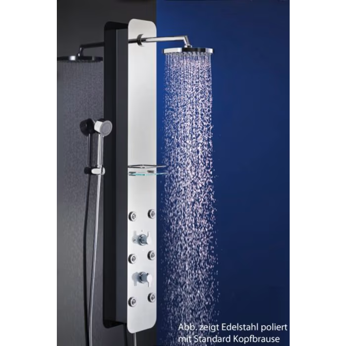 HSK Softcube Duschpaneel Kopfbrause superflach und rund 30 cm - verspiegelt edelstahl poliert