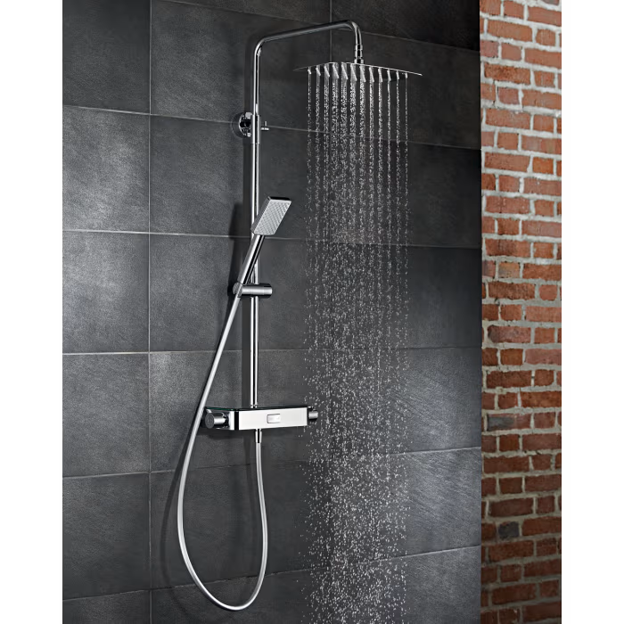 HSK RS Softcube Shower-Set AquaSwitch mit Thermostat und Kopfbrause 30 x 20 cm - weiß