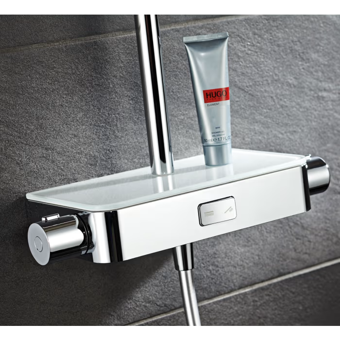 HSK RS Softcube Shower-Set AquaSwitch mit Thermostat und Kopfbrause 30 x 20 cm - weiß