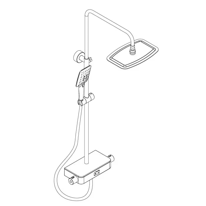 HSK RS Softcube Shower-Set AquaSwitch mit Thermostat und Kopfbrause 30 x 20 cm - weiß