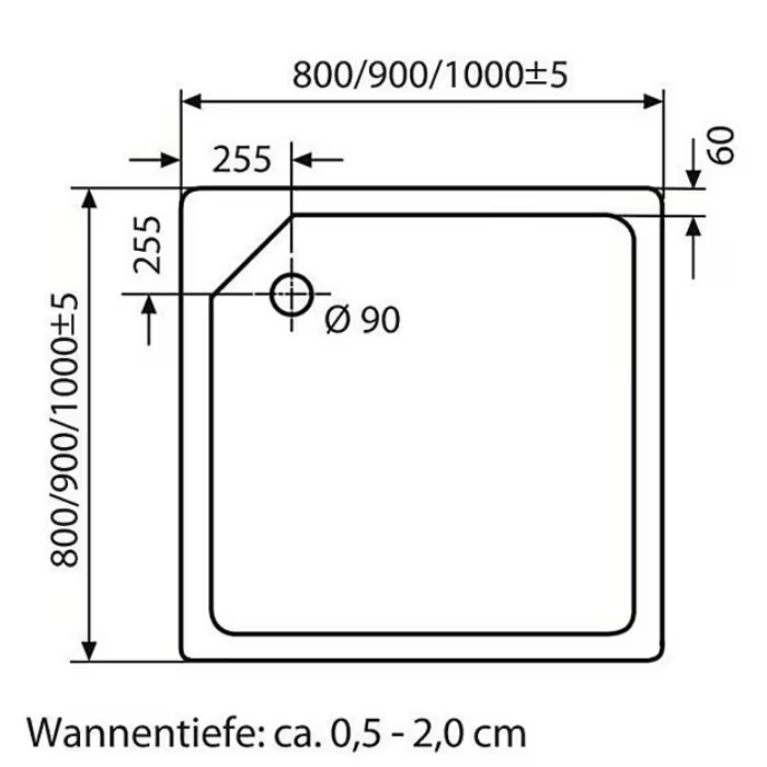 HSK Acryl-Duschwanne Superflach 80 x 80 cm - weiß