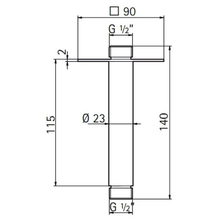 HSK Softcube Deckenarm 14 cm - Chrom