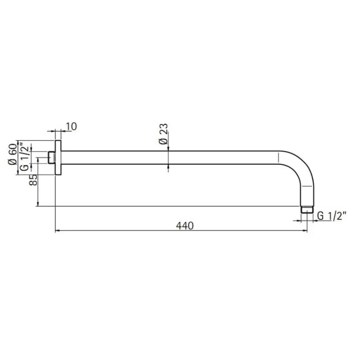 HSK Softcube Wandarm 45 cm - Chrom