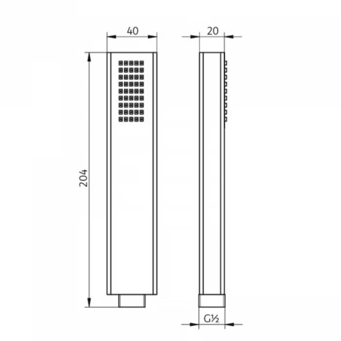 HSK Design-Handbrause eckig mit Brauseschlauch und Halterung