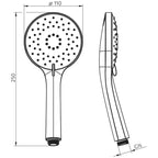 HSK Design-Handbrause rund mit 3 Strahlarten inkl. Brauseschlauch und Brausestange