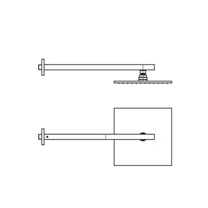 HSK Wandarm gerade mit Kopfbrause eckig 25 x 25 cm