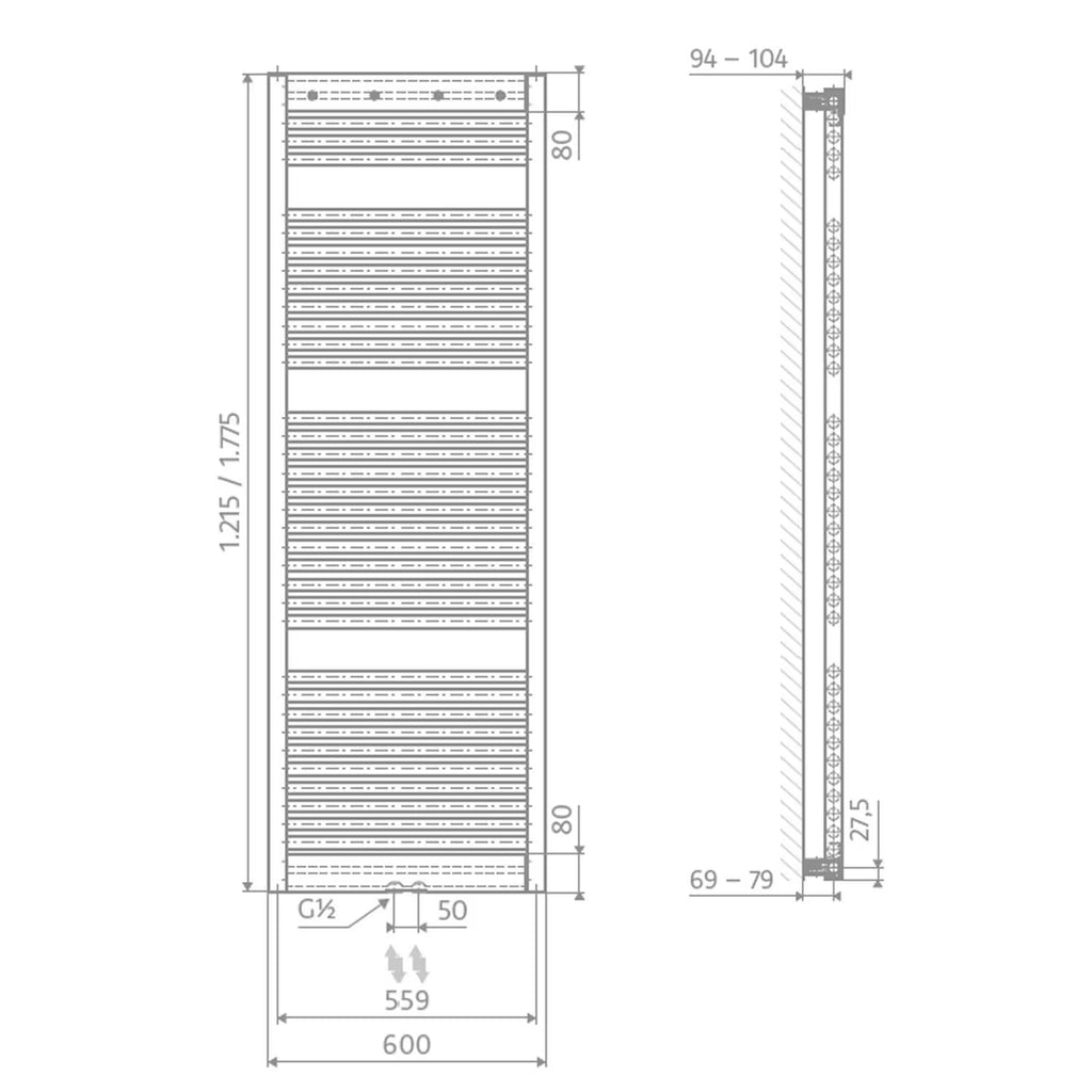 HSK Line Pro Designheizkörper 60 x 121,5 cm - Sandstein