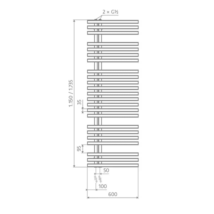 HSK Yenga Light Designheizkörper 60 x 115 cm - Anthrazit