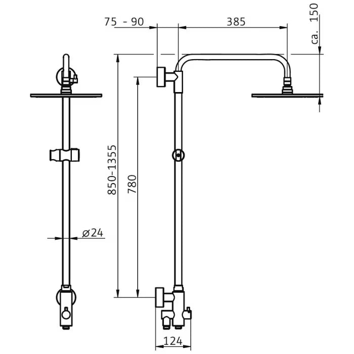 HSK Shower-Set Modell RS 200 Universal Kopfbrause superflach und rund 25 cm