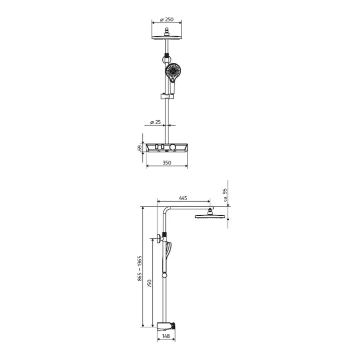 HSK AquaXPro 200 Thermostat mit Shower-Set - gunmetal