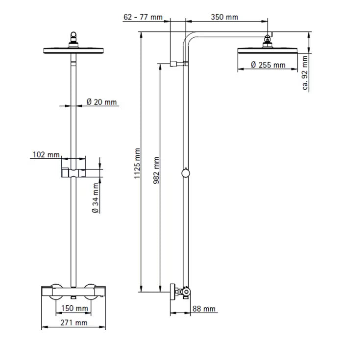 HSK RS Slim Thermostat mit Shower-Set - chrom