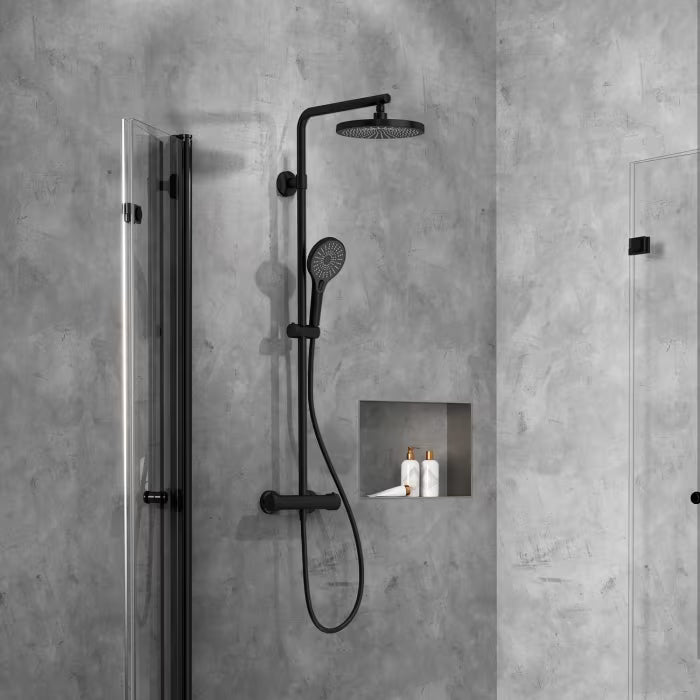 HSK AquaXPro 100 Thermostat mit Shower-Set 25 cm - schwarz matt