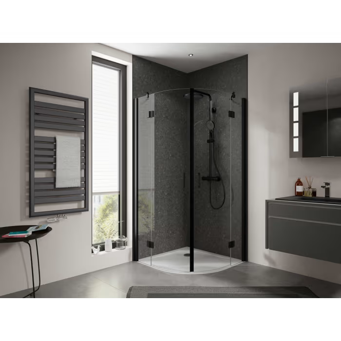 HSK AquaXPro 100 Thermostat mit Shower-Set 25 cm - schwarz matt