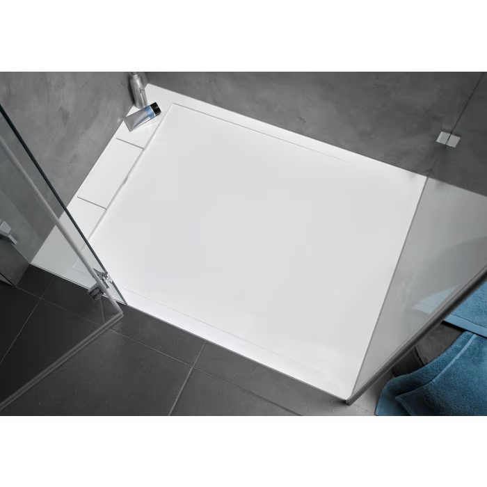 HSK Marmor-Polymer Duschwanne 120 x 120 cm superflach mit Randablauf und Antislip