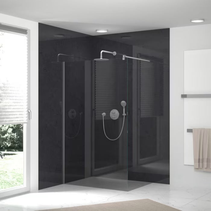HSK RenoDeco Designplatte 100 x 255 cm - Feinstein - graphit-grau - Hochglanz