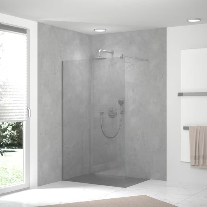 HSK RenoDeco Designplatte 100 x 210 cm - Sichtbeton - Cem-Grau - Seidenmatt