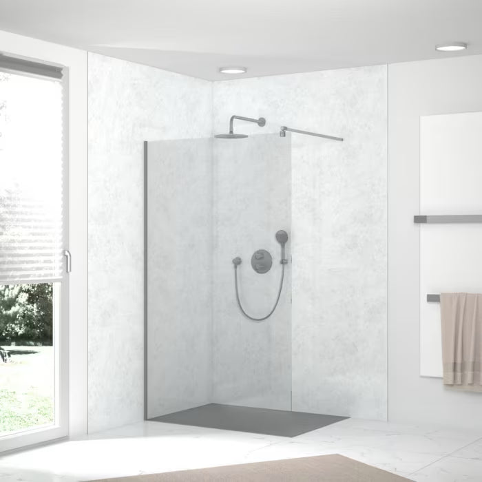 HSK RenoDeco Designplatte 150 x 255 cm - Marmor - Weiß-Grau - Struktur